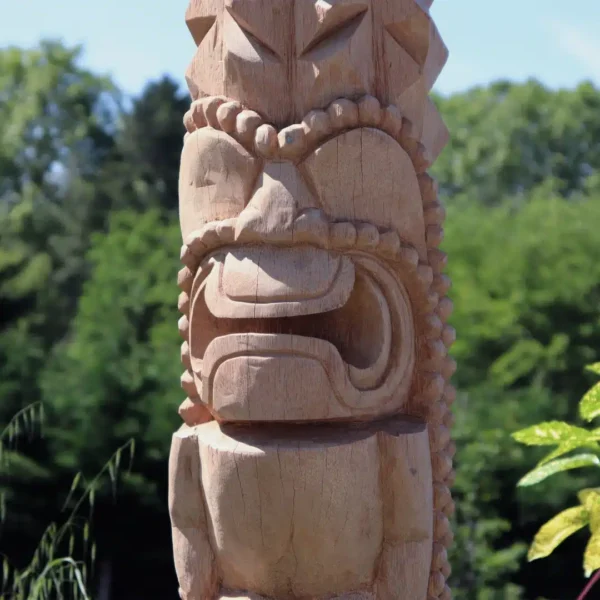 Totem tiki Polynésie en bois de cocotier 100cm – Statue de jardin – Dili – Image 3