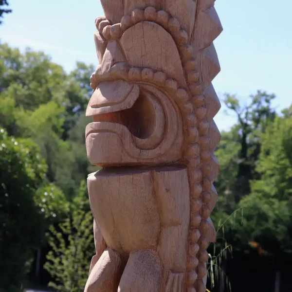 Totem tiki Polynésie en bois de cocotier 100cm – Statue de jardin – Dili – Image 2