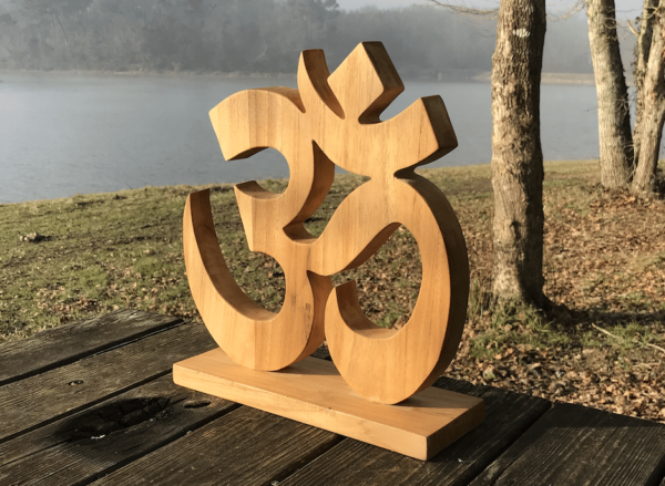 Décoration Signe Symbole Om Aum en Bois de Teck Massif 30cm – Image 3