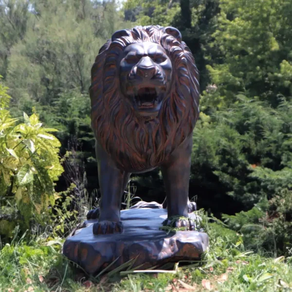 Statue lion extérieur en pierre reconstituée noir antique 125cm – Image 4