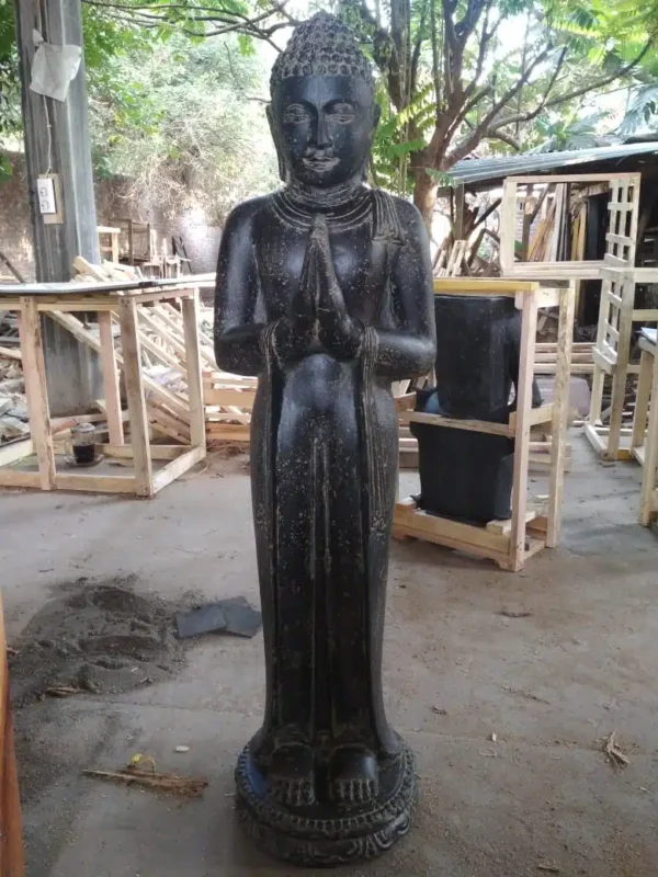 Statue grand Bouddha debout de jardin remerciement 158 cm