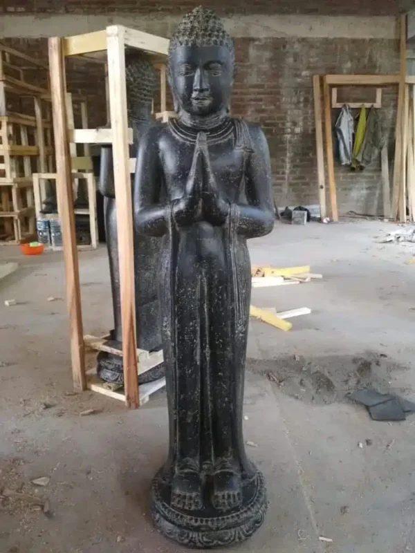 Statue grand Bouddha debout de jardin remerciement 158 cm – Image 2