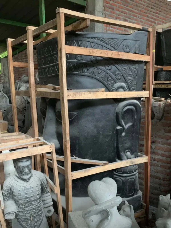 Grande Fontaine de Jardin Tête de Bouddha Khmer sur Base 180cm – Image 2