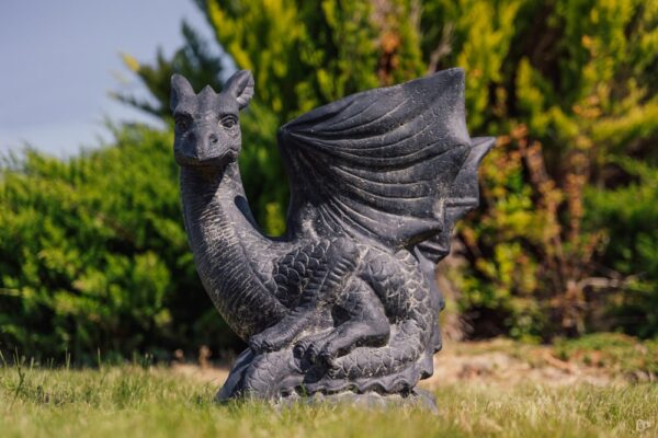Statue de jardin dragon extérieur noir antique 70cm – Image 4