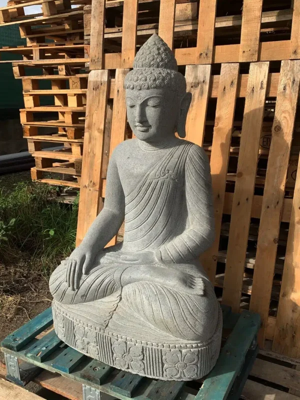 Bouddha assis position mudra en pierre naturelle premium 100 cm – Image 5