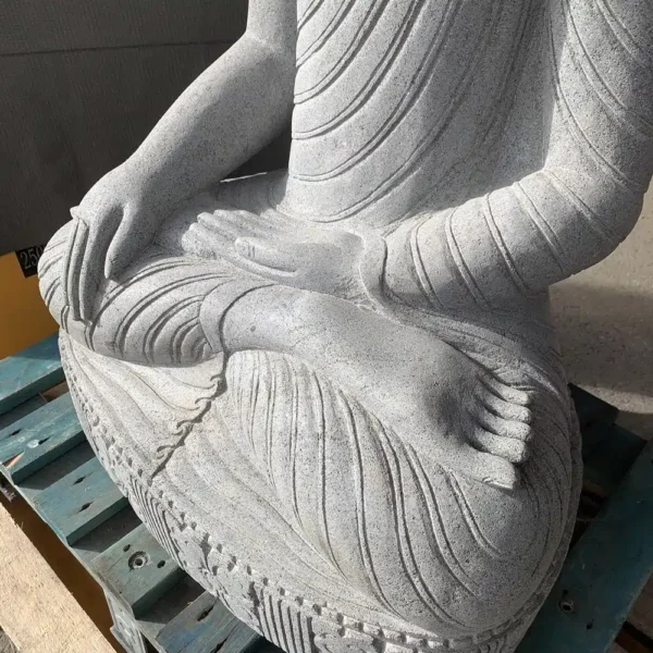Bouddha assis position mudra en pierre naturelle premium 100 cm – Image 6