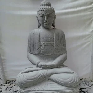 Statue bouddha assis méditation en pierre naturelle premium 105 cm