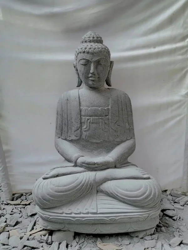 Statue bouddha assis méditation en pierre naturelle premium 105 cm