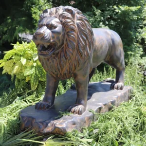 Statue lion extérieur en pierre reconstituée noir antique 125cm