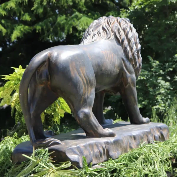 Statue lion extérieur en pierre reconstituée noir antique 125cm – Image 2