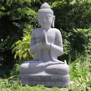 Bouddha assis namaste en pierre naturelle premium 100cm