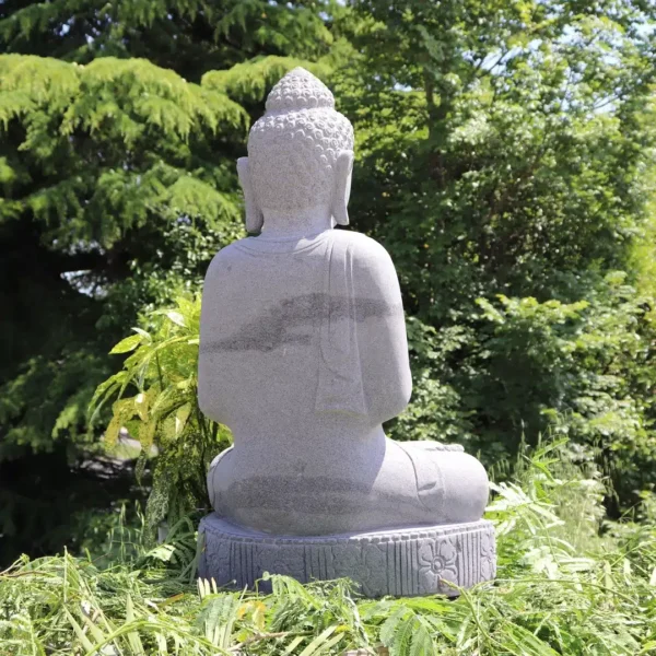 Bouddha assis namaste en pierre naturelle premium 100cm – Image 3