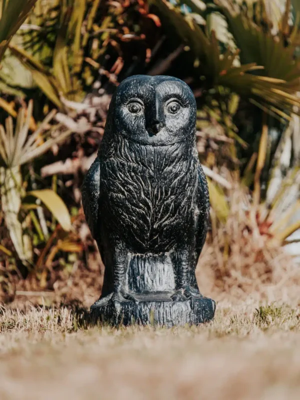 Statue de jardin chouette hibou extérieur noir antique 50cm – Image 2