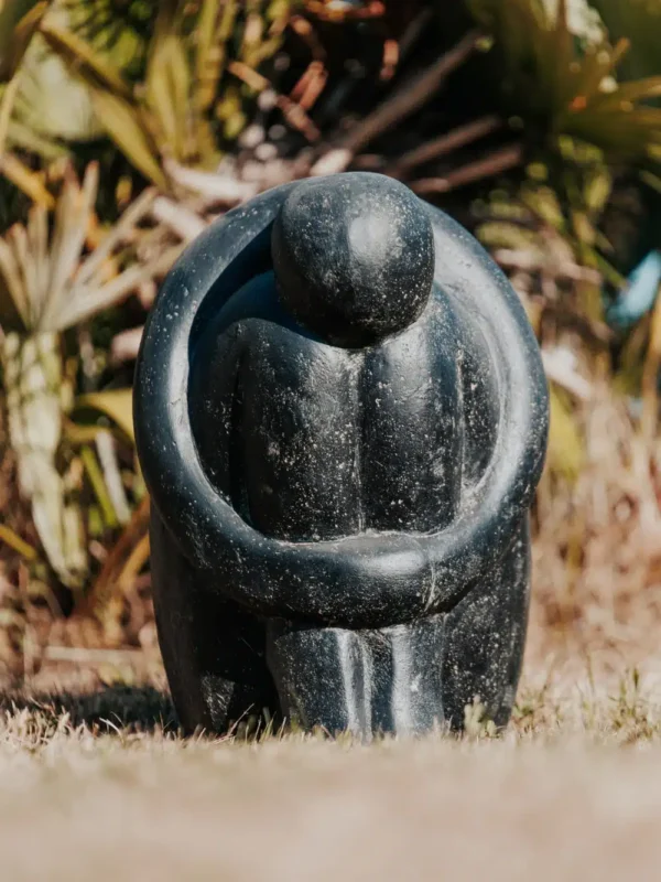 Statue de jardin Salamba yoga position œuf noir antique 50cm – Image 2