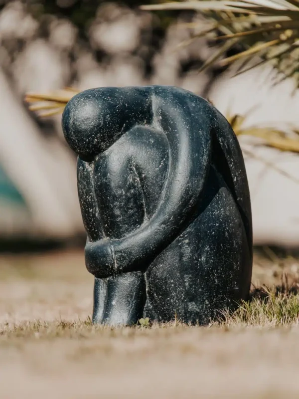 Statue de jardin Salamba yoga position œuf noir antique 50cm – Image 3