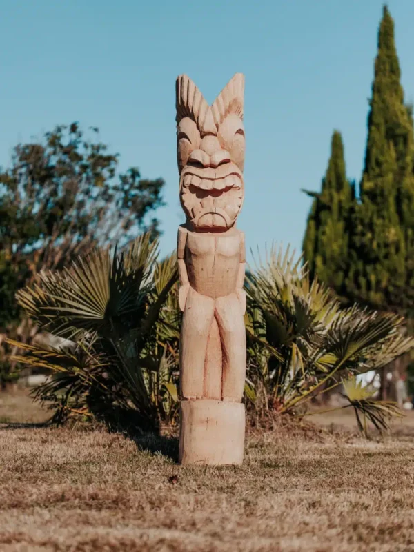 Statue tiki totem en bois de cocotier 150cm – Polynésie, décoration extérieur intérieur – Image 2