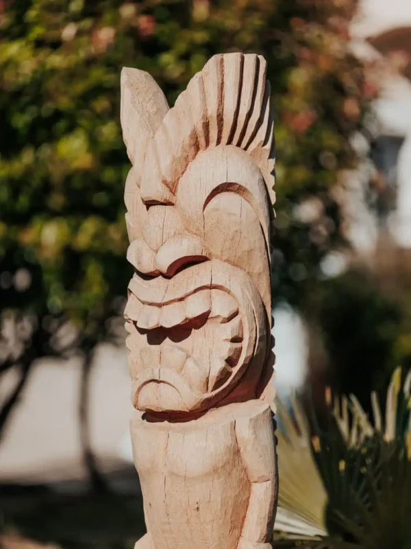 Statue tiki totem en bois de cocotier 150cm – Polynésie, décoration extérieur intérieur – Image 3