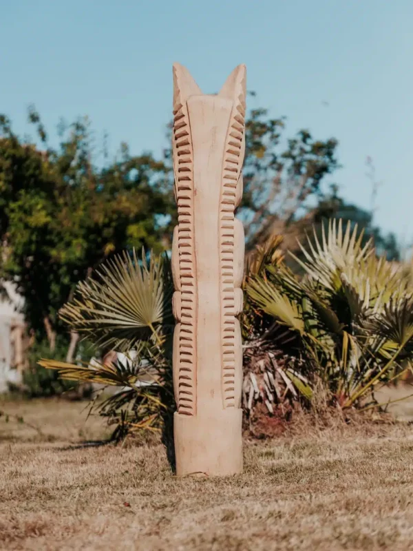 Statue tiki totem en bois de cocotier 150cm – Polynésie, décoration extérieur intérieur – Image 4