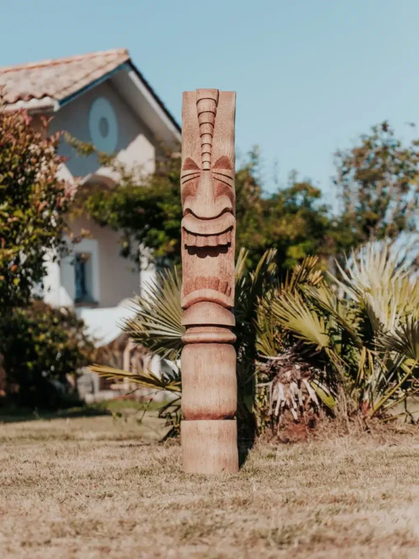 Statue de jardin Totem Tiki en bois de cocotier – 150cm Lombok – Image 2