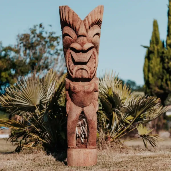 Statue de jardin Totem Tiki polynésie en bois de cocotier – 150cm Timor