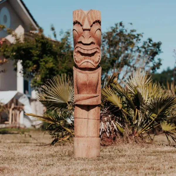Totem tiki Polynésie en bois de cocotier 150cm – Statue de jardin – Gili