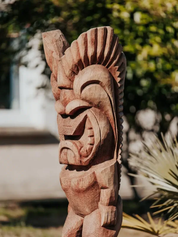 Statue de jardin Totem Tiki polynésie en bois de cocotier – 150cm Timor – Image 3