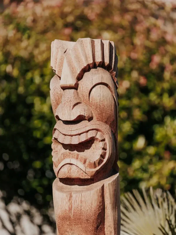 Totem tiki Polynésie en bois de cocotier 150cm – Statue de jardin – Gili – Image 2