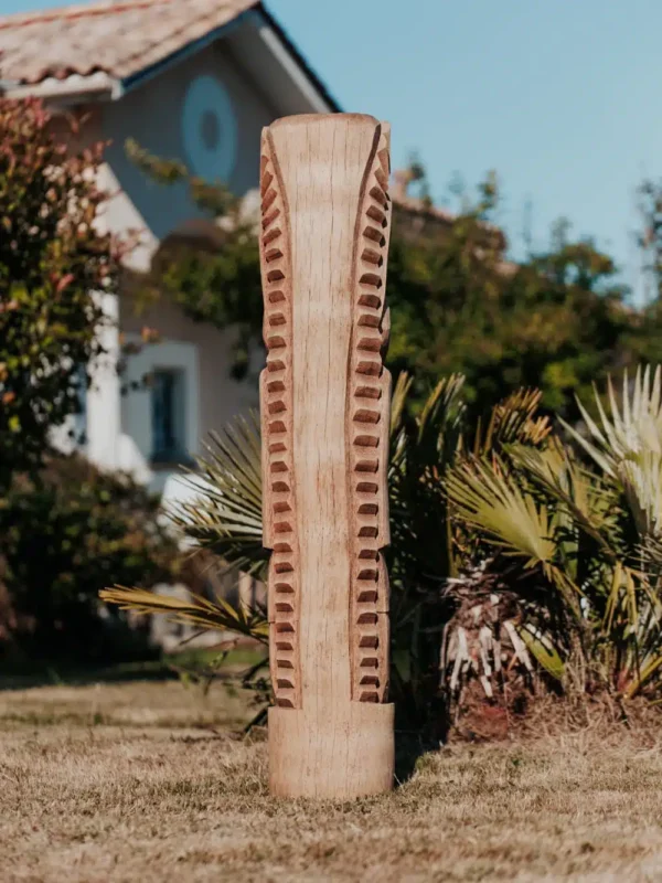 Totem tiki Polynésie en bois de cocotier 150cm – Statue de jardin – Gili – Image 4