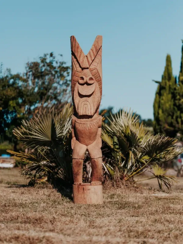 Statue tiki totem extérieur, Polynésie – en bois de cocotier 150cm – Bajo – Image 2
