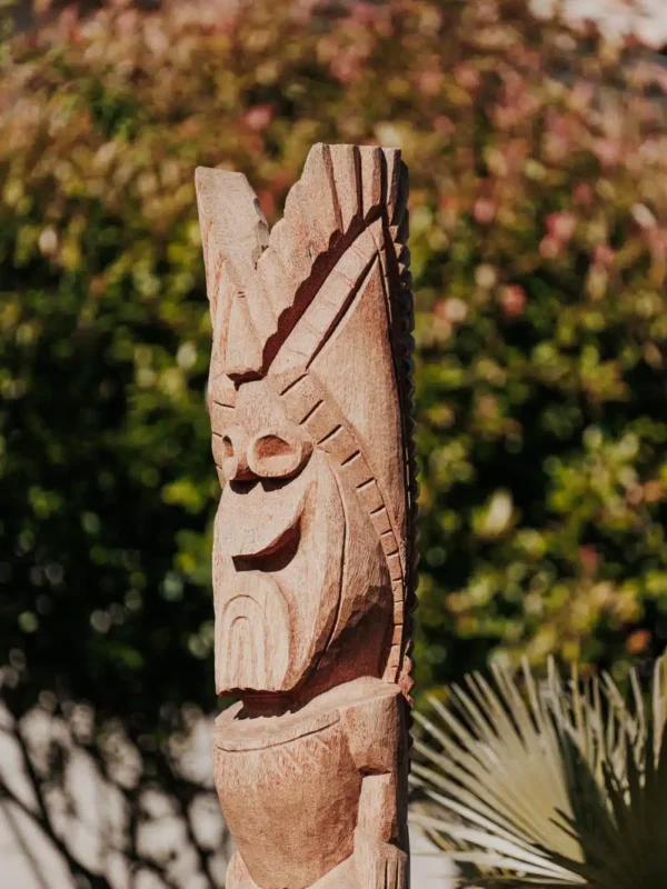 Statue tiki totem extérieur, Polynésie – en bois de cocotier 150cm – Bajo – Image 3