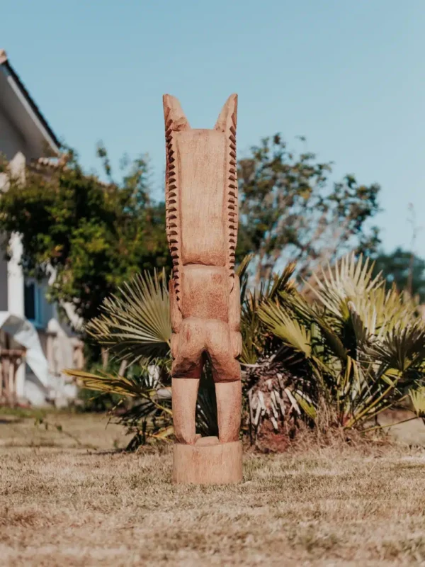 Statue tiki totem extérieur, Polynésie – en bois de cocotier 150cm – Bajo – Image 4