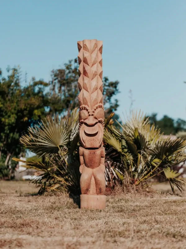 Statue de jardin – Totem Tiki polynésien en bois de cocotier – 150cm Dili – Image 2