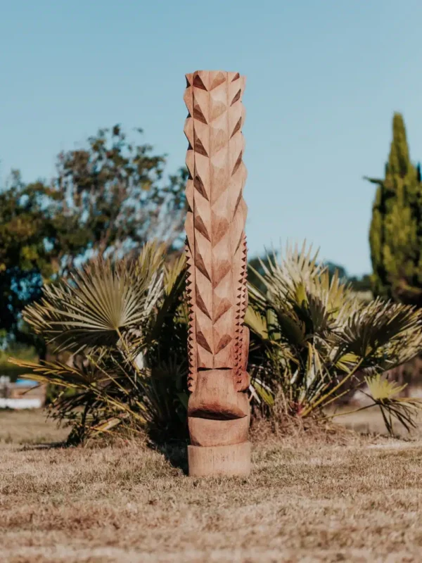 Statue de jardin – Totem Tiki polynésien en bois de cocotier – 150cm Dili – Image 4