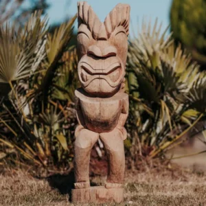 Statue de jardin totem tiki Polynésie en bois de cocotier 100cm – Timor