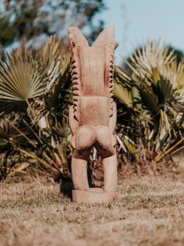 Statue de jardin totem tiki Polynésie en bois de cocotier 100cm – Timor – Image 4
