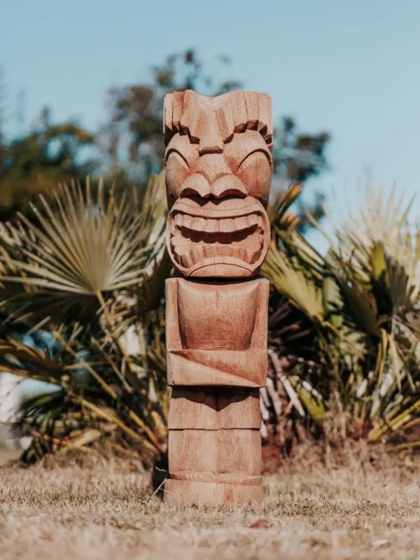 Statue de jardin – Totem Tiki en bois de cocotier 100cm – Gili – Image 2