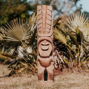 Statue de jardin – Totem tiki de Polynésie en bois de cocotier 100cm – Hawai