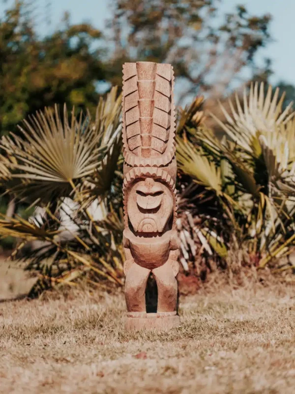 Statue de jardin – Totem tiki de Polynésie en bois de cocotier 100cm – Hawai – Image 3