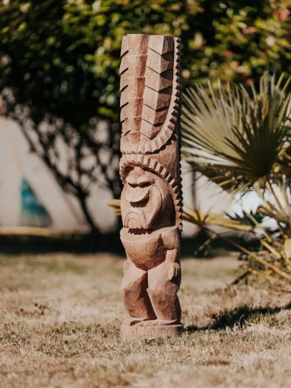 Statue de jardin – Totem tiki de Polynésie en bois de cocotier 100cm – Hawai – Image 2
