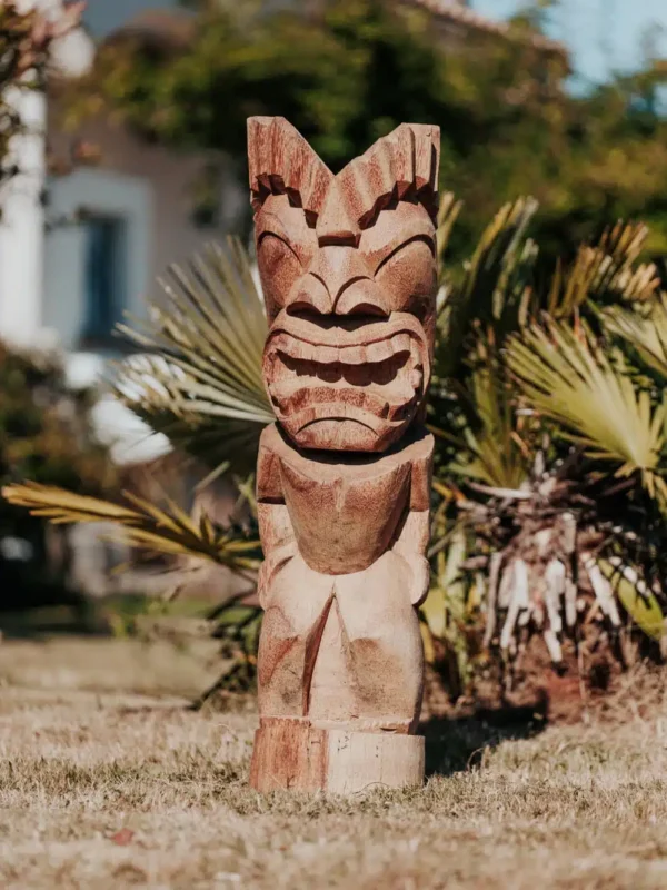 Statue tiki – Totem jardin extérieur – Polynésie, en bois de cocotier 100cm – Sumbawa – Image 3