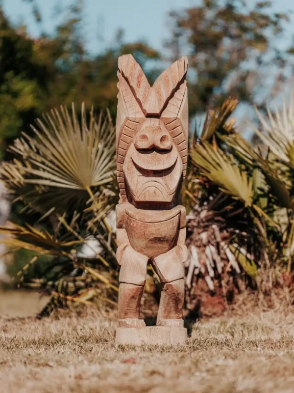 Statue tiki totem de Polynésie en bois de cocotier 100cm – Bajo – Image 2