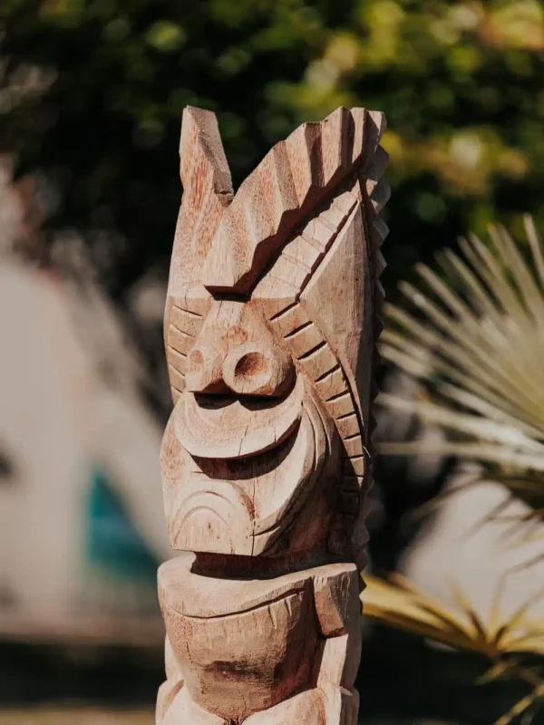 Statue tiki totem de Polynésie en bois de cocotier 100cm – Bajo – Image 3