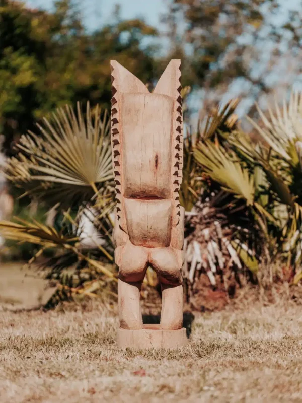 Statue tiki totem de Polynésie en bois de cocotier 100cm – Bajo – Image 4