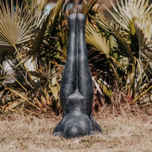 Statue de Jardin Extérieur Moderne Yoga Position Sarvangasana Chandelle 80cm Noir Antique