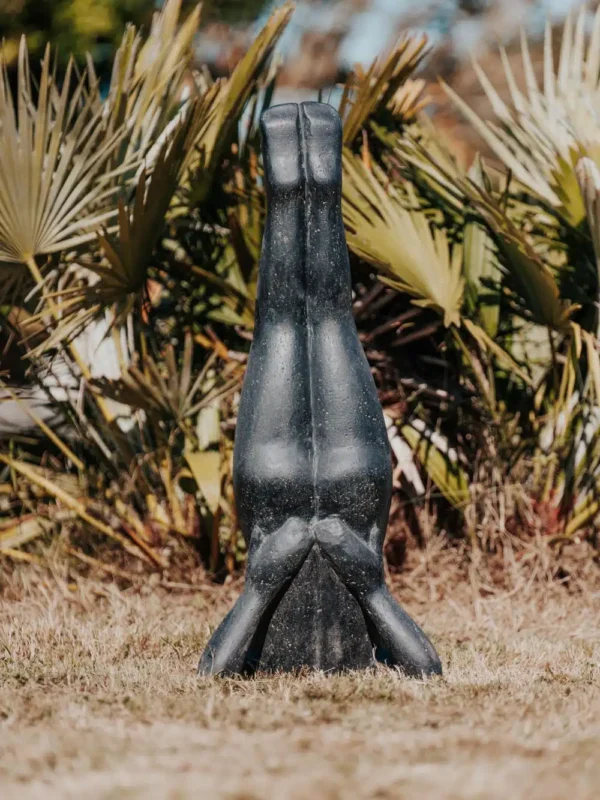 Statue de Jardin Extérieur Moderne Yoga Position Sarvangasana Chandelle 80cm Noir Antique – Image 3