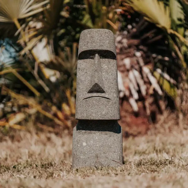 Statue de jardin extérieur île de pâques MOAI en pierre volcanique, 50 cm