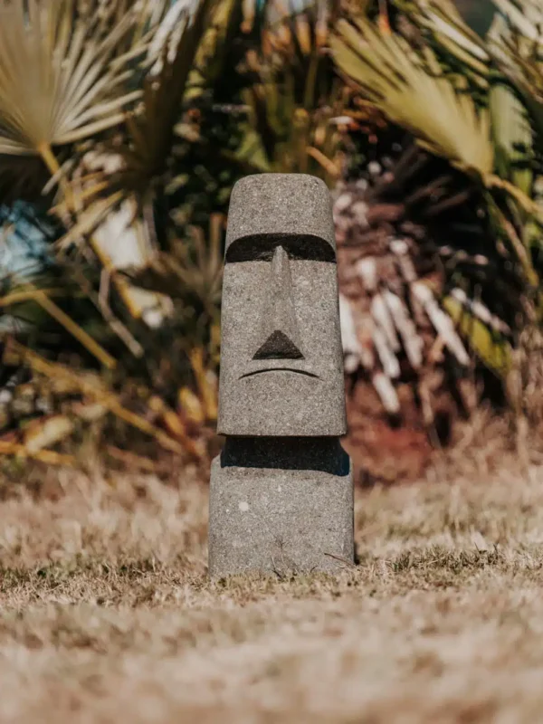 Statue de jardin extérieur île de pâques MOAI en pierre volcanique, 50 cm – Image 2