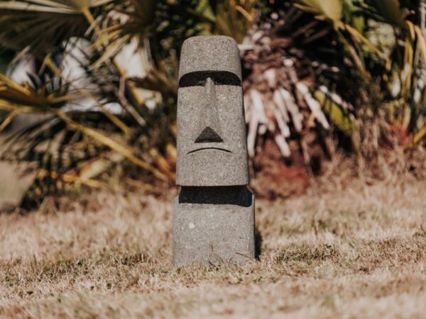 Statue de jardin extérieur île de pâques MOAI en pierre volcanique, 50 cm – Image 3