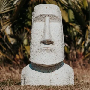 Statue MOAÏ blanche de l’île de pâques pour jardin extérieur, 65 cm