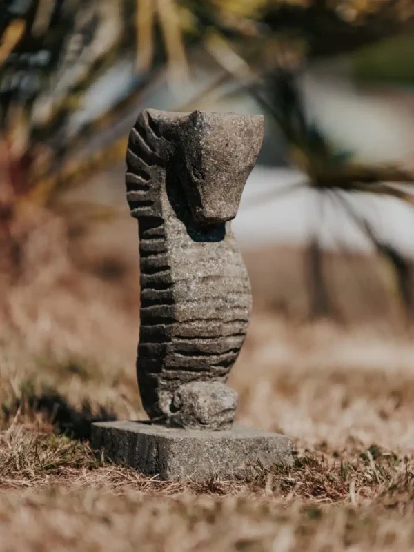 Statue Hippocampe Jardin Extérieur en Pierre Volcanique 30cm – Image 3